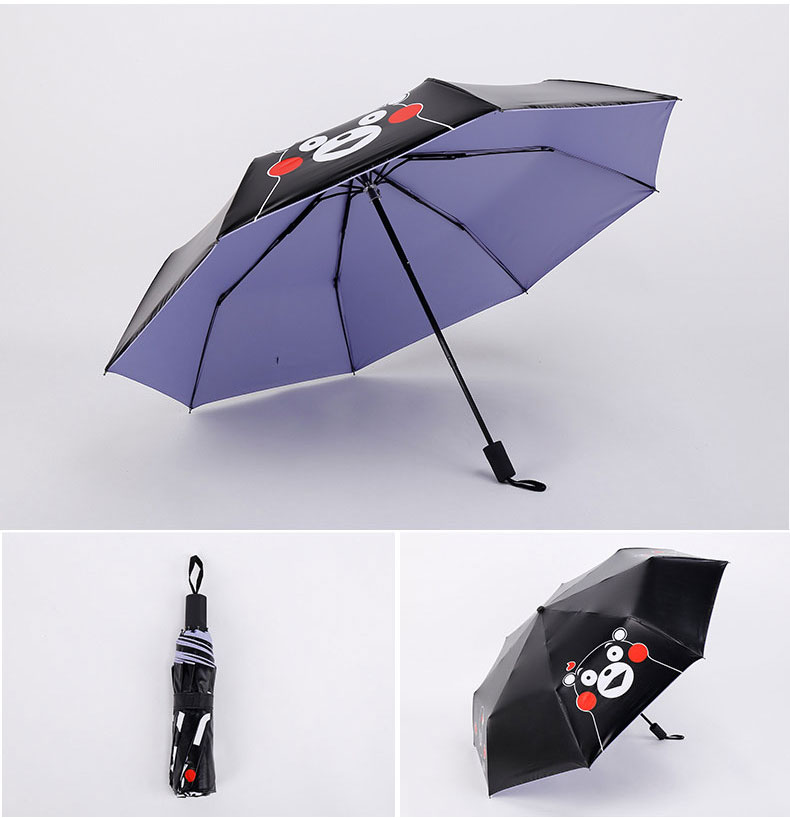 紫色卡通熊创意折叠伞展示