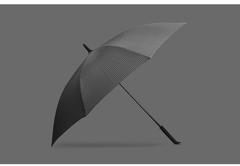 灰色格子款式的男士商务自动开直杆伞
