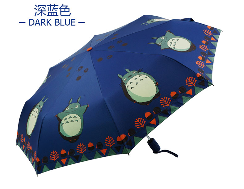 深蓝款式全自动动漫晴雨两用折叠伞展示